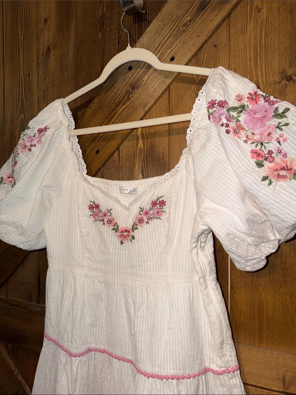 Altar'd State White Mini Dress with Pink Trim - Picture 6 of 11